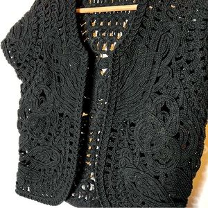 Coldwater Creek Crocheted Black Vest